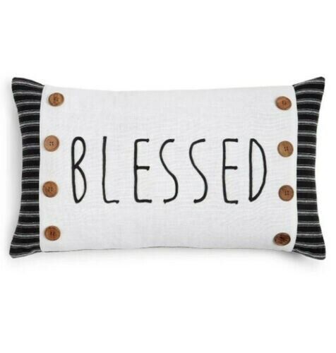 Lacourte "BLESSED" Throw Decorative Pillow 14" X 24" 100% Cotton