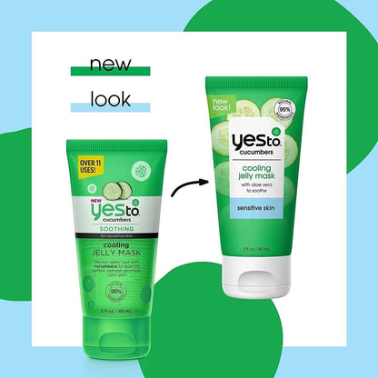 Yes to Cucumber Soothing Cooling Face Jelly Mask 95% Natural Pure Skin 3 fl oz