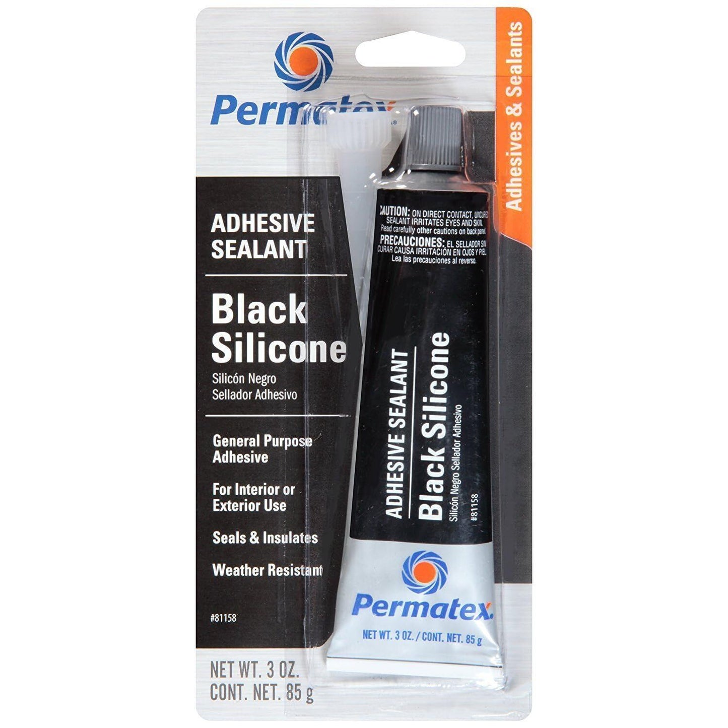 Permatex Black Silicone Adhesive Sealant (3 oz.) - 2 Pack (81158-2)