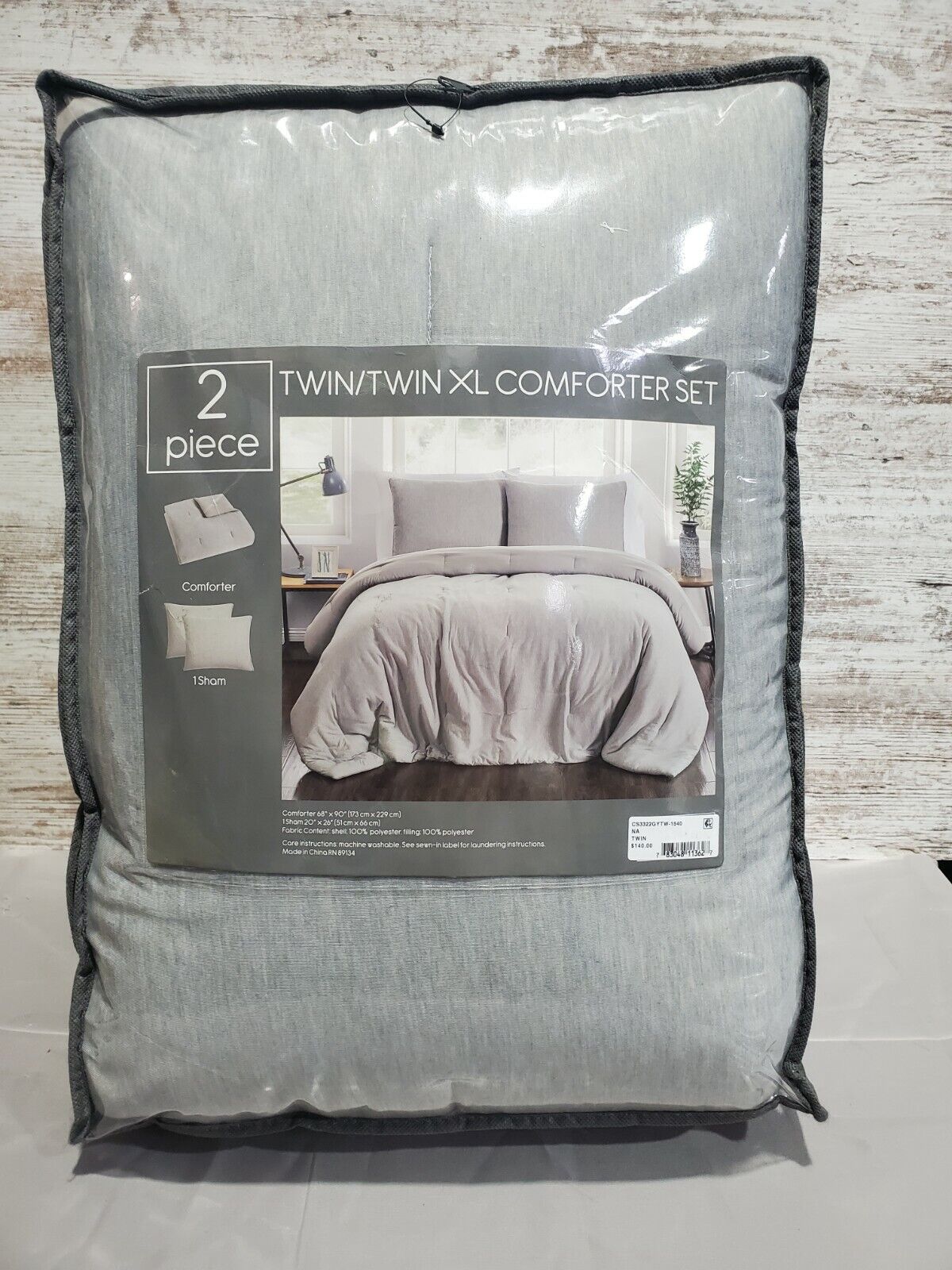 Pem America Jersey 2 Piece Twin/Twin XL Comforter Set, Gray