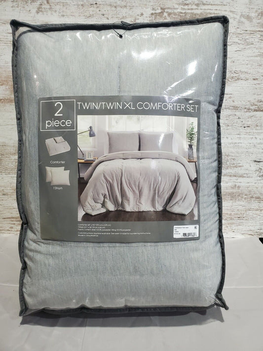Pem America Jersey 2 Piece Twin/Twin XL Comforter Set, Gray