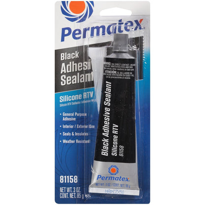 Permatex 81158 Black Silicone Adhesive Sealant, 3 oz. Tube