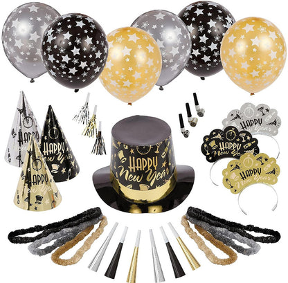 New Year Kit for 50 - Black Tie Affair - Party Decorations, Headwear & Balloons