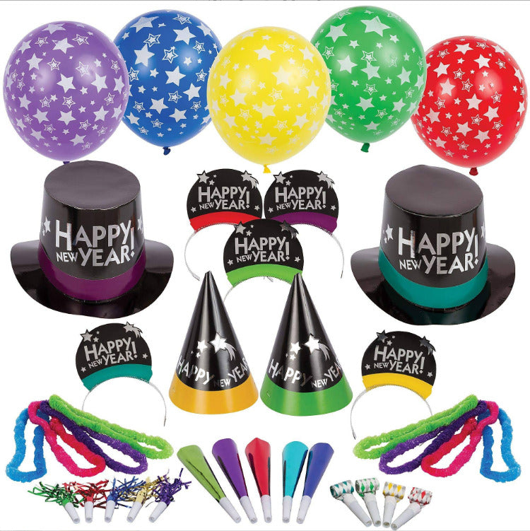 New Year Kit for 50 - Simply Stated - Party Decorations, Headwear & Balloons