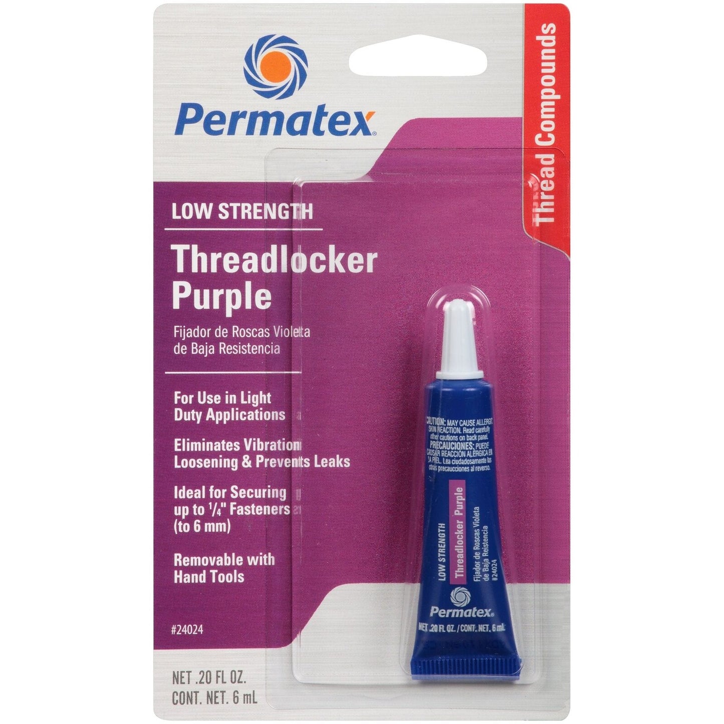 Permatex 24024-6PK Low Strength Threadlocker Purple, 6 ml (Pack of 6)