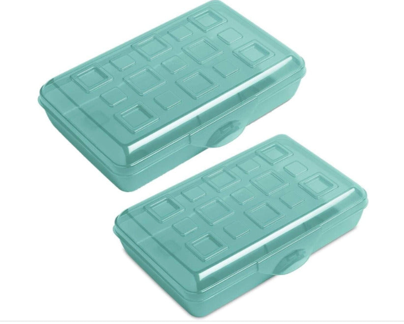 Pencil Box for Kids, Universal School Plastic Pencil Case, Teal 8 x 5- 2 PACK!