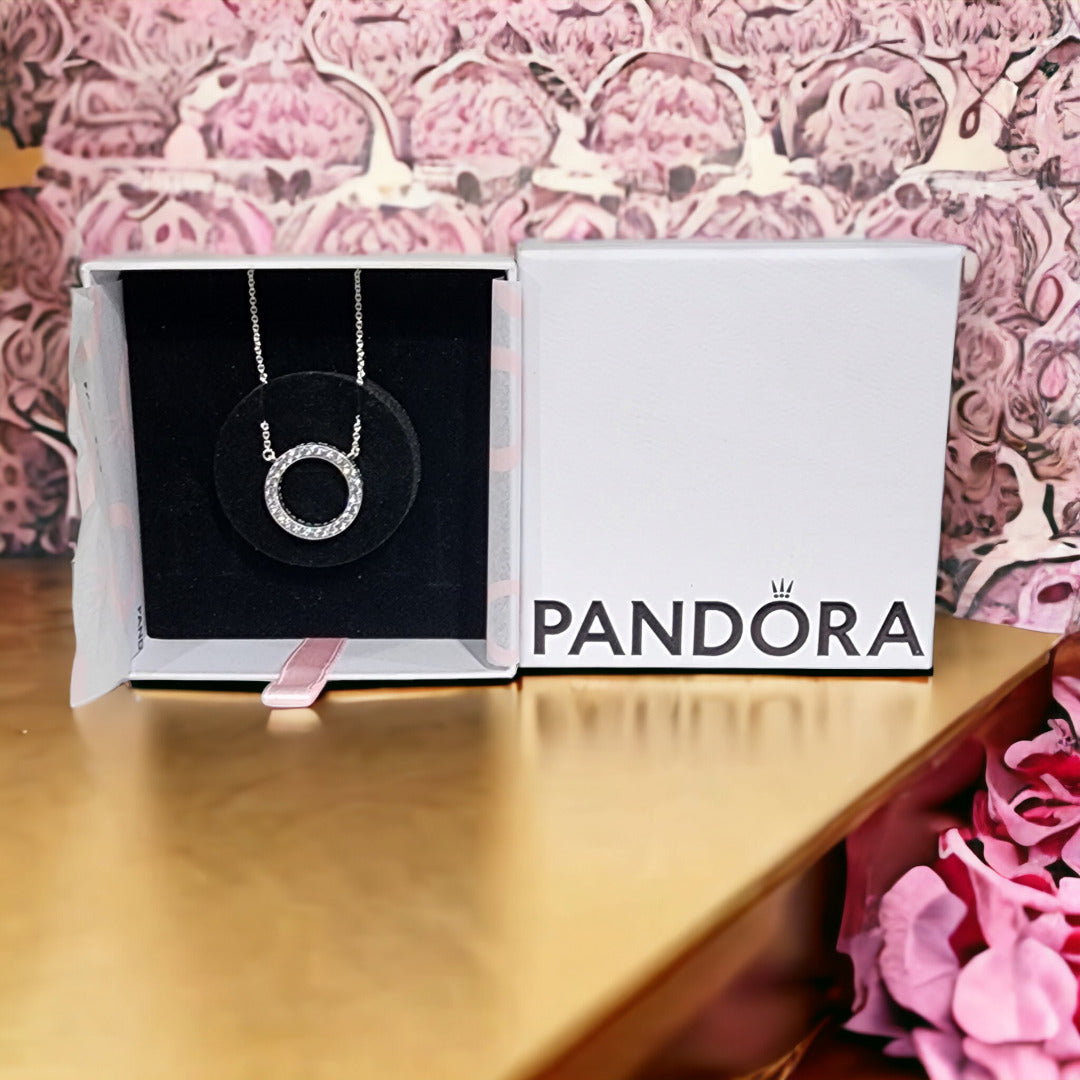 Authentic Pandora Circle of Sparkle Necklace 590514CZ-45 w/ Gift Box