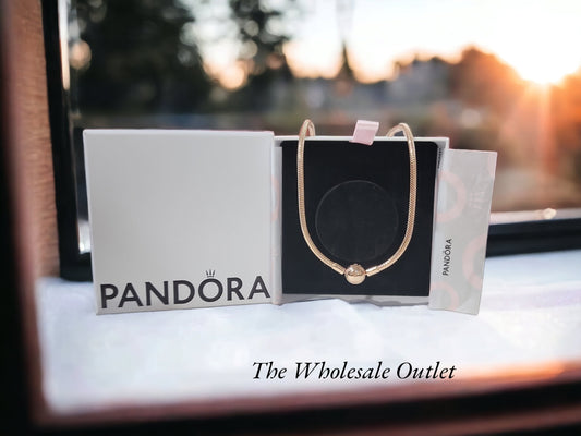 AUTHENTIC PANDORA Moments 14K Rose Gold Pl Snake Chain Necklace (382234C00)