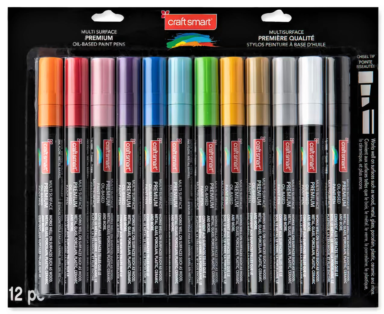 Craft Smart Multi Surface Premium Oil Based Paint Pens - 12pc (621366)