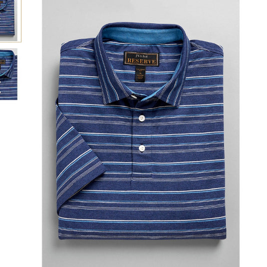Reserve Collection Tailored Fit Stripe Short Sleeve Pima Cotton Polo