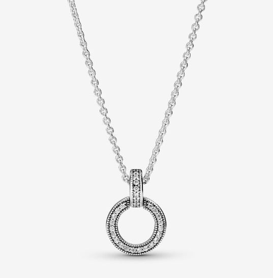 AUTHENTIC PANDORA Double Circle Pendant & Necklace (399487C01-45)