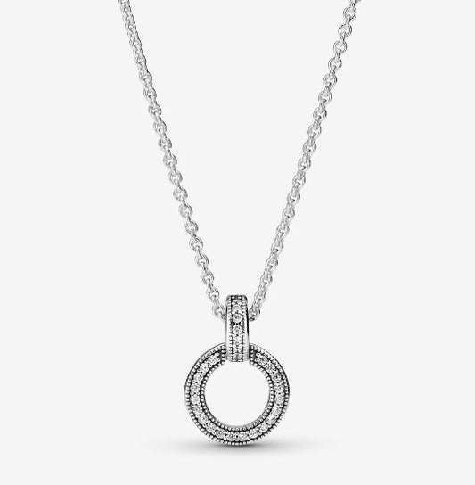 AUTHENTIC PANDORA Double Circle Pendant & Necklace (399487C01-45)