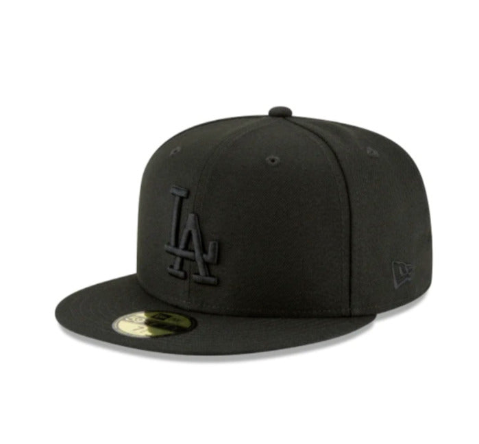 New Era 59Fifty Hat MLB Basic Los Angeles Dodgers LA Black Fitted Cap (7 3/8)
