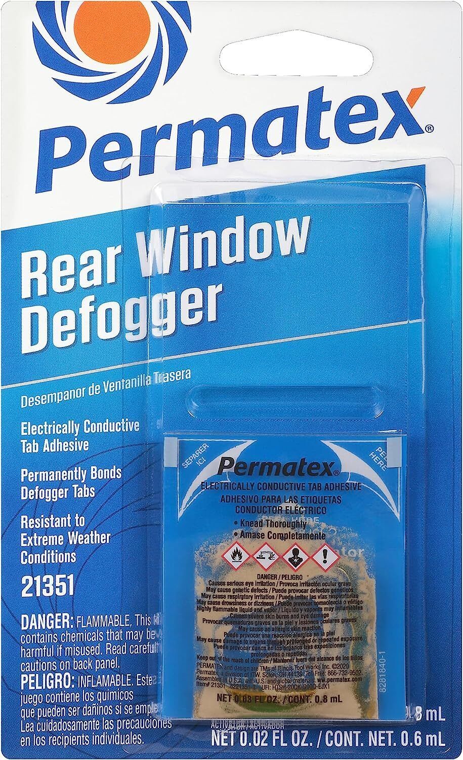 6 Pack Permatex 21351 Electrically Conductive Rear Window Defogger Tab Adhesive