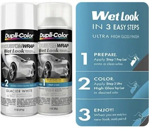 DUPLI-COLOR PAINT CUSTOM WRAP WET LOOK CWRC881 GLACIER WHITE KIT STEPS 1&2