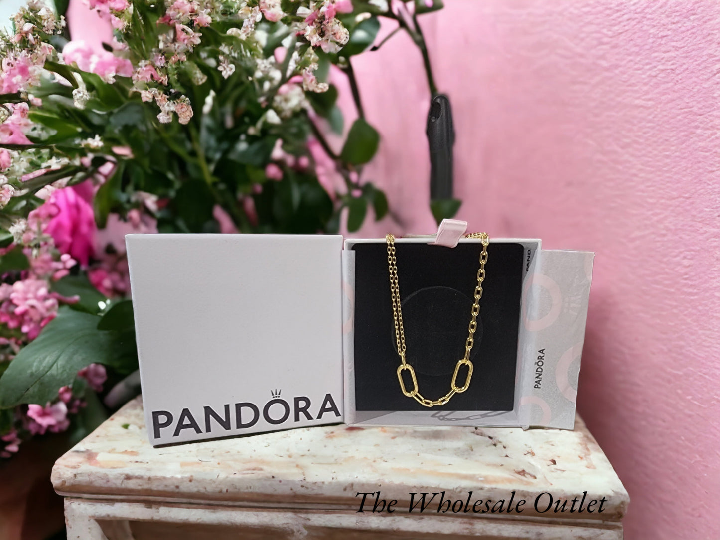 AUTHENTIC PANDORA Gold Pl Me Double Link Chain Necklace (362303C00-45)