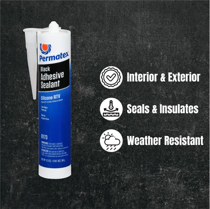 Permatex 81173-12PK Black Silicone Adhesive Sealant, 12.9 oz. (Pack of 12)