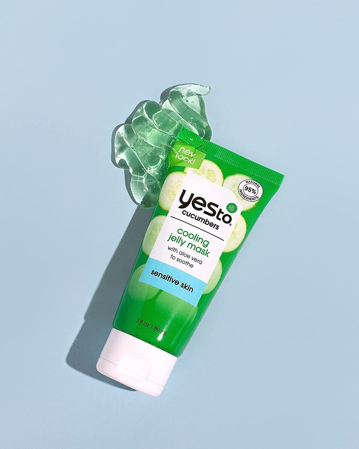 Yes to Cucumber Soothing Cooling Face Jelly Mask 95% Natural Pure Skin 3 fl oz