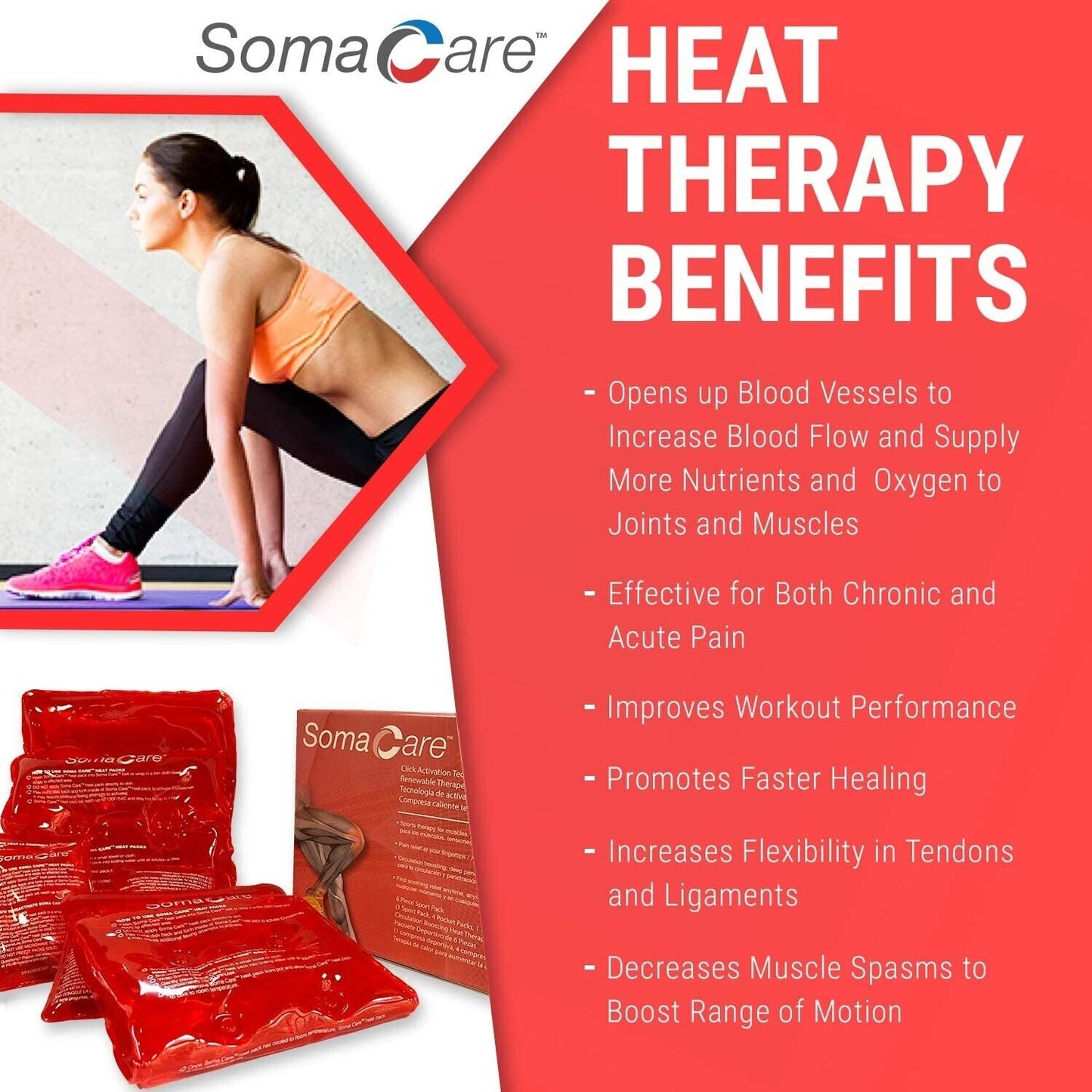 6 pcs Soma Care 6-Piece Sport Pack Circulation Boosting Heat Therapy