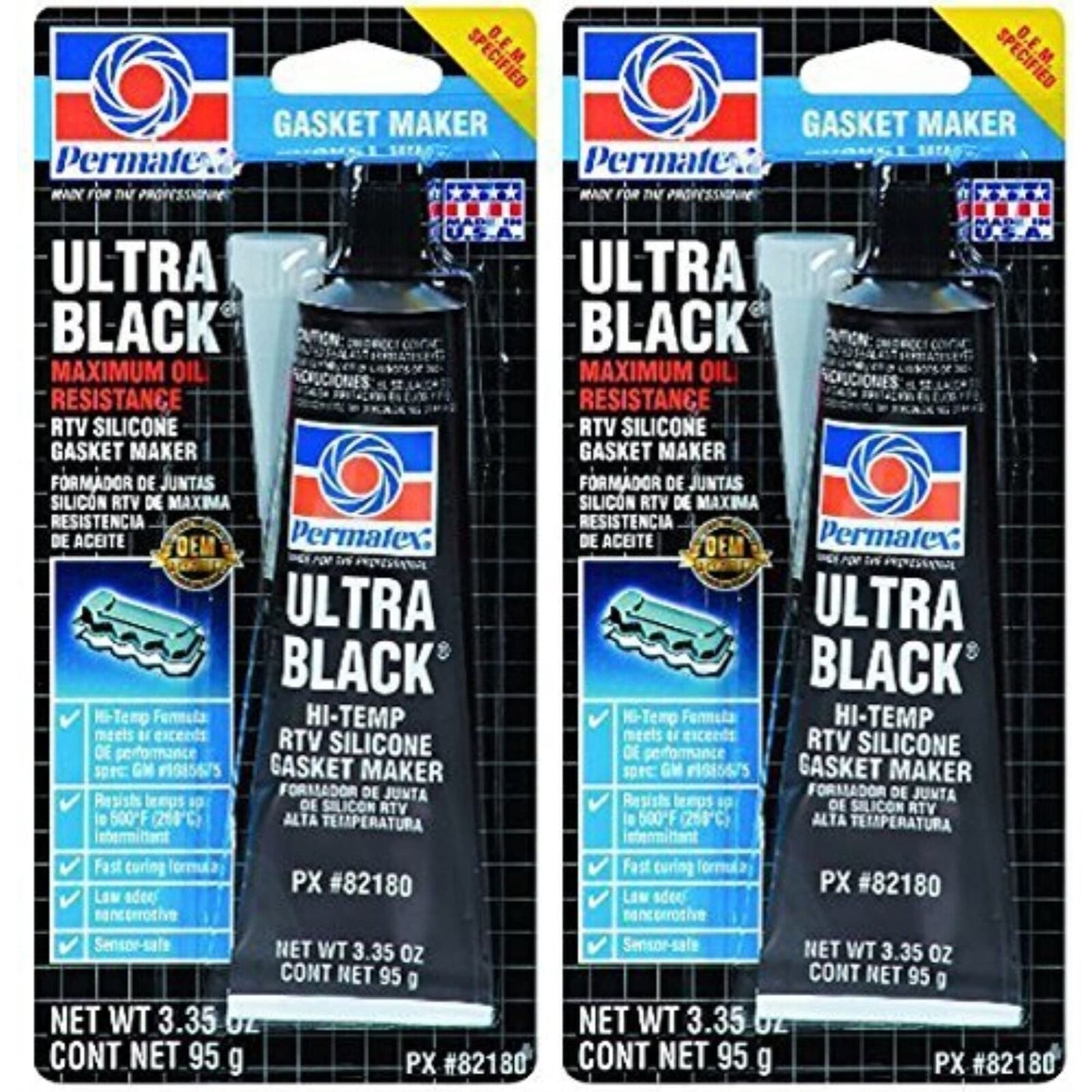 Permatex 82180 Ultra Black Maximum Oil Resistance RTV Silicone Gasket Maker, 3.