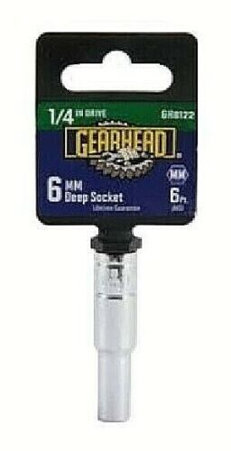 GEARHEAD 6mm Deep Socket 1/4 Drive 6 Point Metric Chrome TWN GH8122