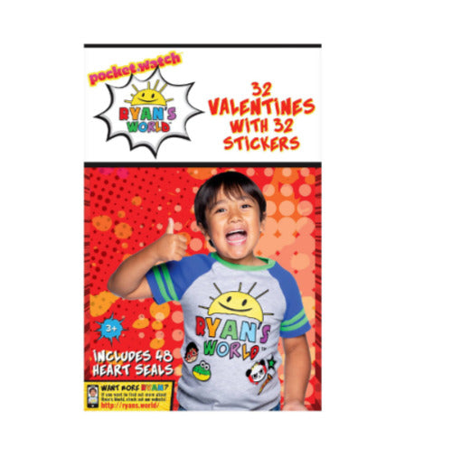 Ryans World 32 Valentines Cards with 32 Stickers