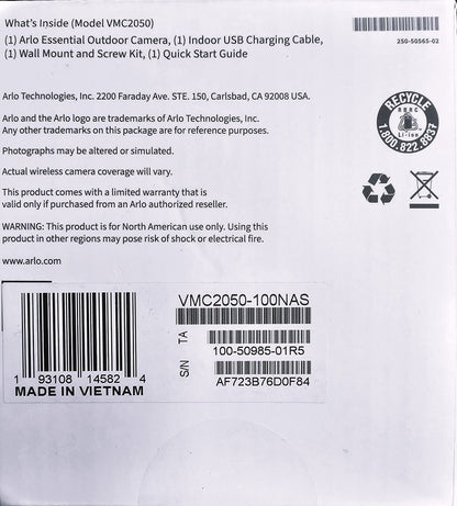 ARLO Essential Outdoor Camera - 2nd Generation (VMC2050-100NAS)