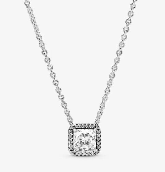 AUTHENTIC PANDORA Square Sparkle Halo Necklace (396241CZ-45)