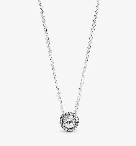 AUTHENTIC PANDORA Round Sparkle Halo Necklace (396240CZ-45)