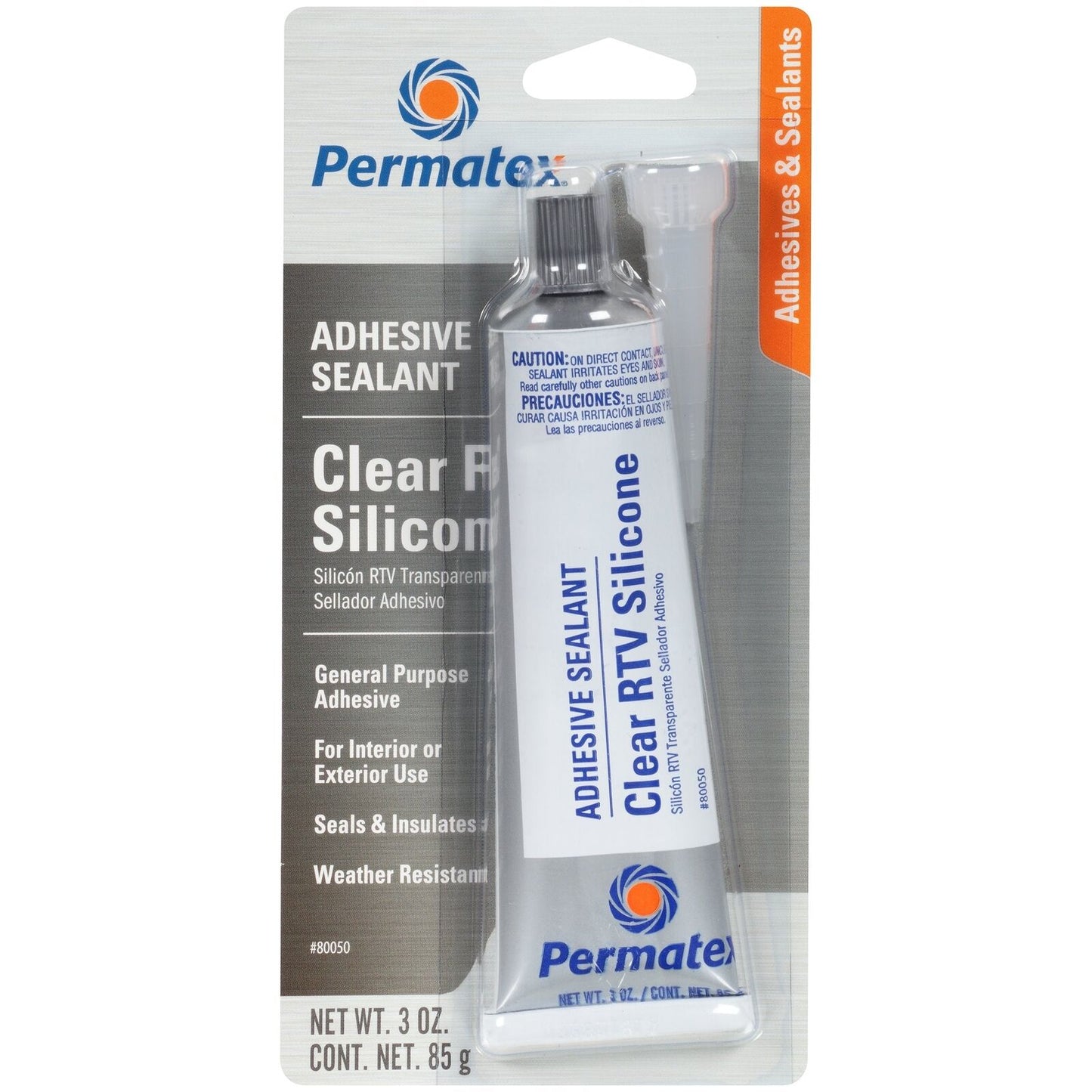 Permatex 80050-12PK Clear RTV Silicone Adhesive Sealant, 3 oz. (Pack of 12)