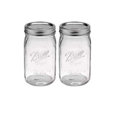 Ball Quart Jar with Silver Lid, Wide Mouth, Set of 2