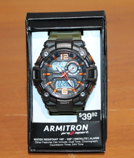 ARMITRON MENS SPORT ANA-DIGI WATCH WITH HUNTER GREEN BAND