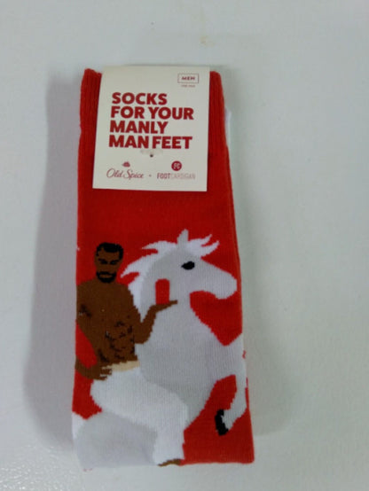 Old Spice Mens Socks For Your Manly Feet Foot Cardigan Red One Pair New