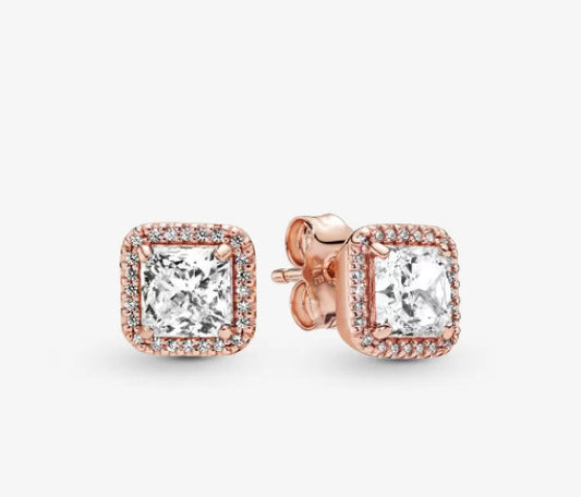 AUTHENTIC PANDORA Square Sparkle Halo Stud Earrings (280591CZ)