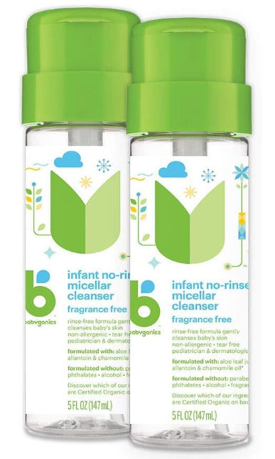 2-Pack 5 oz. Babyganics Infant No-Rinse Micellar Cleanser