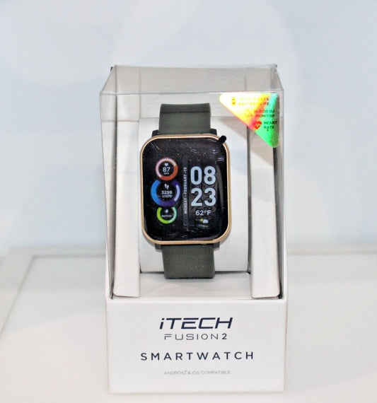 iTech Fusion 2 Smartwatch with multi-sport Dark Green/Gray  Silicone NIB!!!