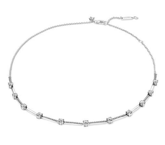 AUTHENTIC PANDORA Sparkling Pavé Collier Bars Necklace 17.7 in (390059C01-45)