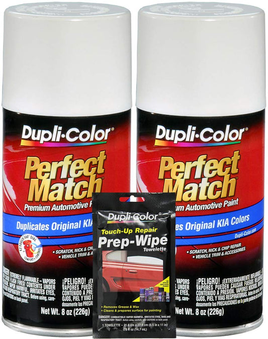 Duplicolor Clear White Exact-Match Automotive Paint Compatible with Hyundai Vehicles-8 oz,Bundles with Prep Wipe (3 Items)