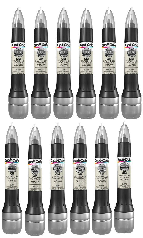 Dupli-Color White Diamond All-in-1 Scratch Fix Pen for GM Vehicles - 98, 800J (2006-2016) - 12 Pack