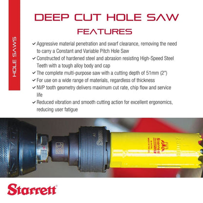 HSS BI-Metal, DEEP Cut Hole Saw with Arbor