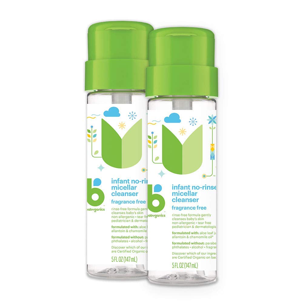 Babyganics Infant No-Rinse Micellar Cleanser, 5 Fl Oz (Pack of 2)