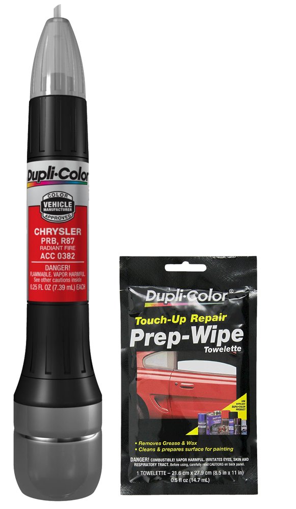 Dupli-Color ACC0382 Radiant Fire Exact-Match Scratch Fix All-in-1 Touch-Up Paint for Chrysler Vehicles (PRB, R87) Bundle with Prep Wipe Towelette (2 Items)