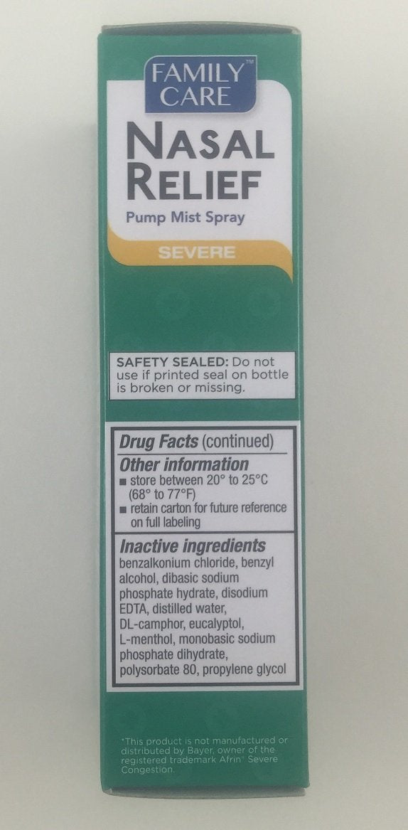 2 Pack - Family Care Nasal Relief Anti-drip Pump Mist - Oxymetazoline HCl