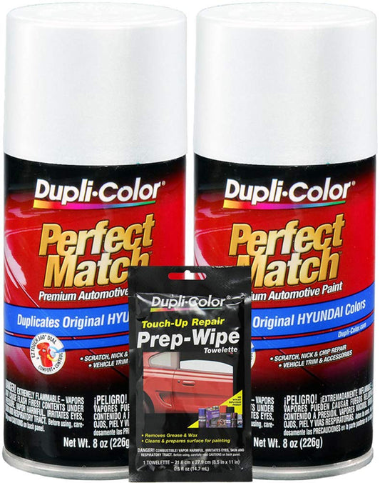 Duplicolor Powder White Pearl Exact-Match Automotive Paint Compatible with Hyundai Vehicles - 8 oz,Bundles with Prep Wipe (3 Items)