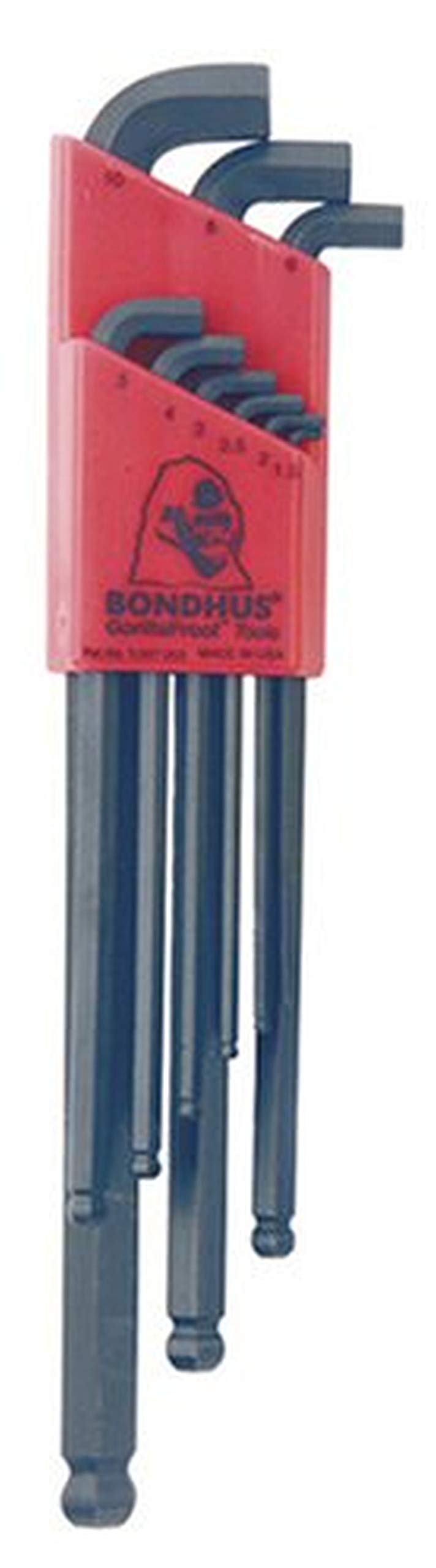 Bondhus 16599 Set of 9 Balldriver Stubby L-wrenches, sizes 1.5-10mm