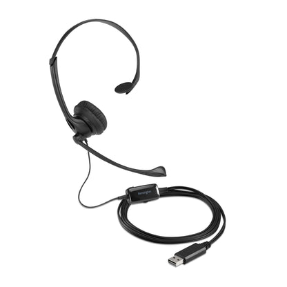 Kensington USB Mono Headset with Mic and Volume Control, Single Ear (Monaural) Headset with Boom Mic (K80100WW)