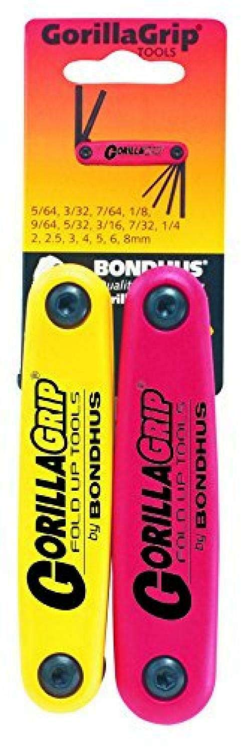 Bondhus 12522 GorillaGrip Hex Fold-up Double Pack, 12587 (2-8mm) & 12589 (5/64-1/4-Inch)