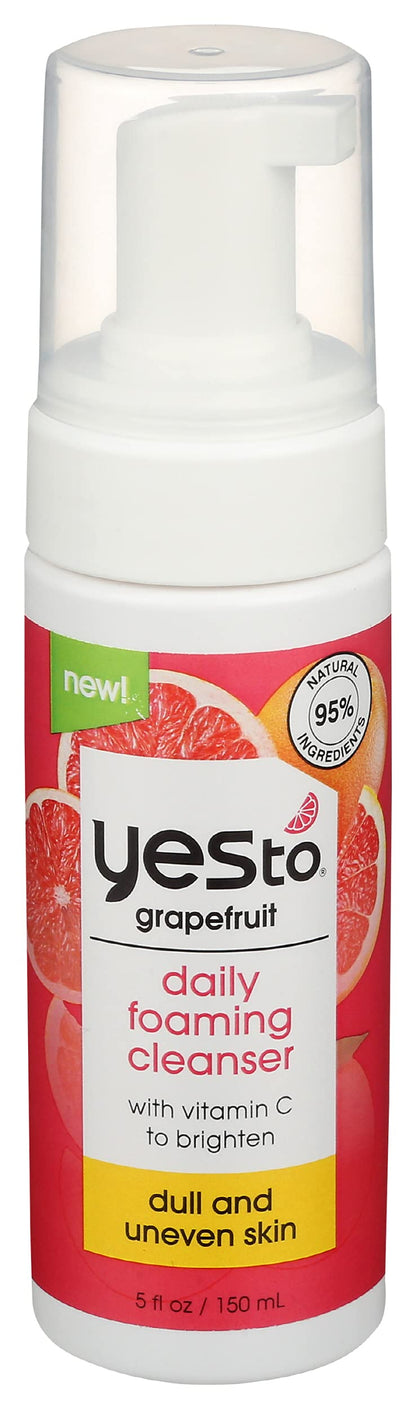 Yes To Grapefruit Daily Foaming Cleanser, Brightening Face Wash That Removes Make Up & Impurities Without Stripping Skin & Leaves You Glowing, With Vitamin C, Natural, Vegan & Cruelty Free, 4 Fl Oz