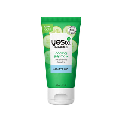 Yes To Cucumber Cooling Jelly Mask, Hydrating Bouncy Lightweight Gel Mask That Leaves Skin Feeling Cool, Soothed & Refreshed, With Cucumber Extract & Antioxidants Natural Vegan & Cruelty Free, 3 Fl Oz