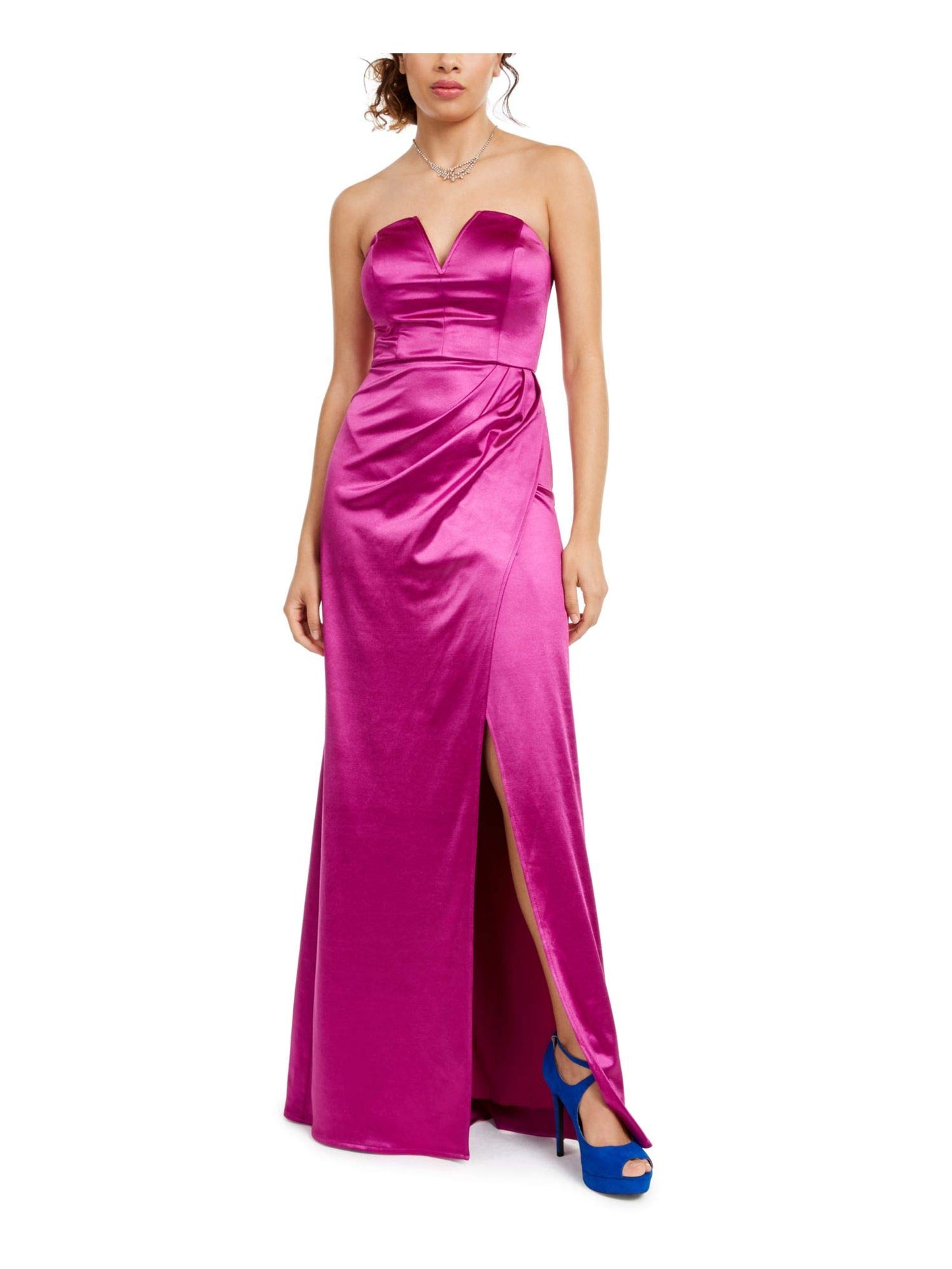 City Studio Womens Side Slit Maxi Evening Dress Purple 13